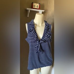 American Living Top Sleeveless striped Ruffle Detail Women’s size L